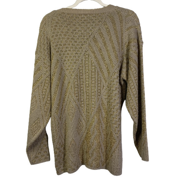 WYE OAKS Vintage Gold Metallic Geometric Pullover Sweater - Picture 6 of 8